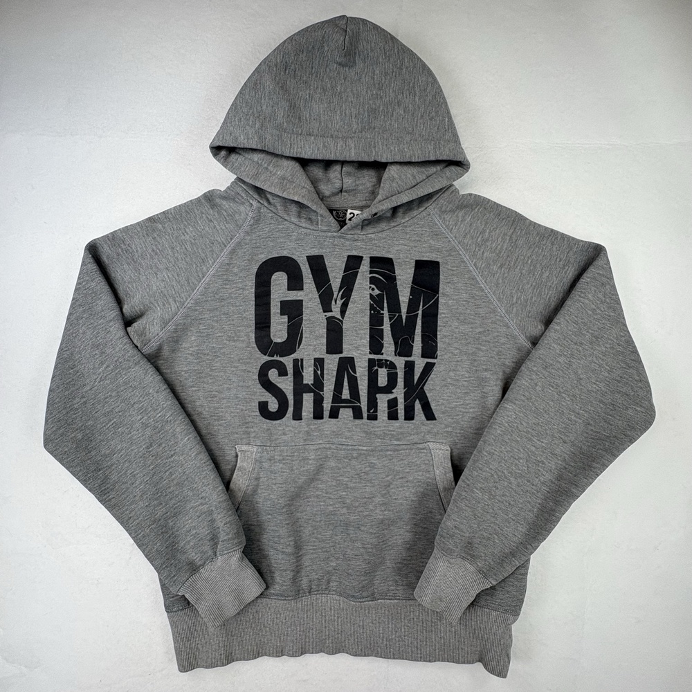 Gymshark Hoodie Mens Small Gray Fleece Pullover Kangaroo Pocket Logo Training